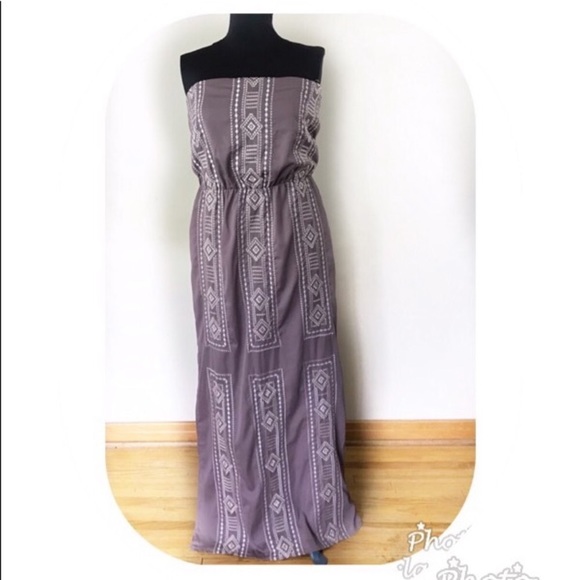 Gianni Bini Dresses & Skirts - Gianni Bini Boho Strapless Brown Maxi Dress